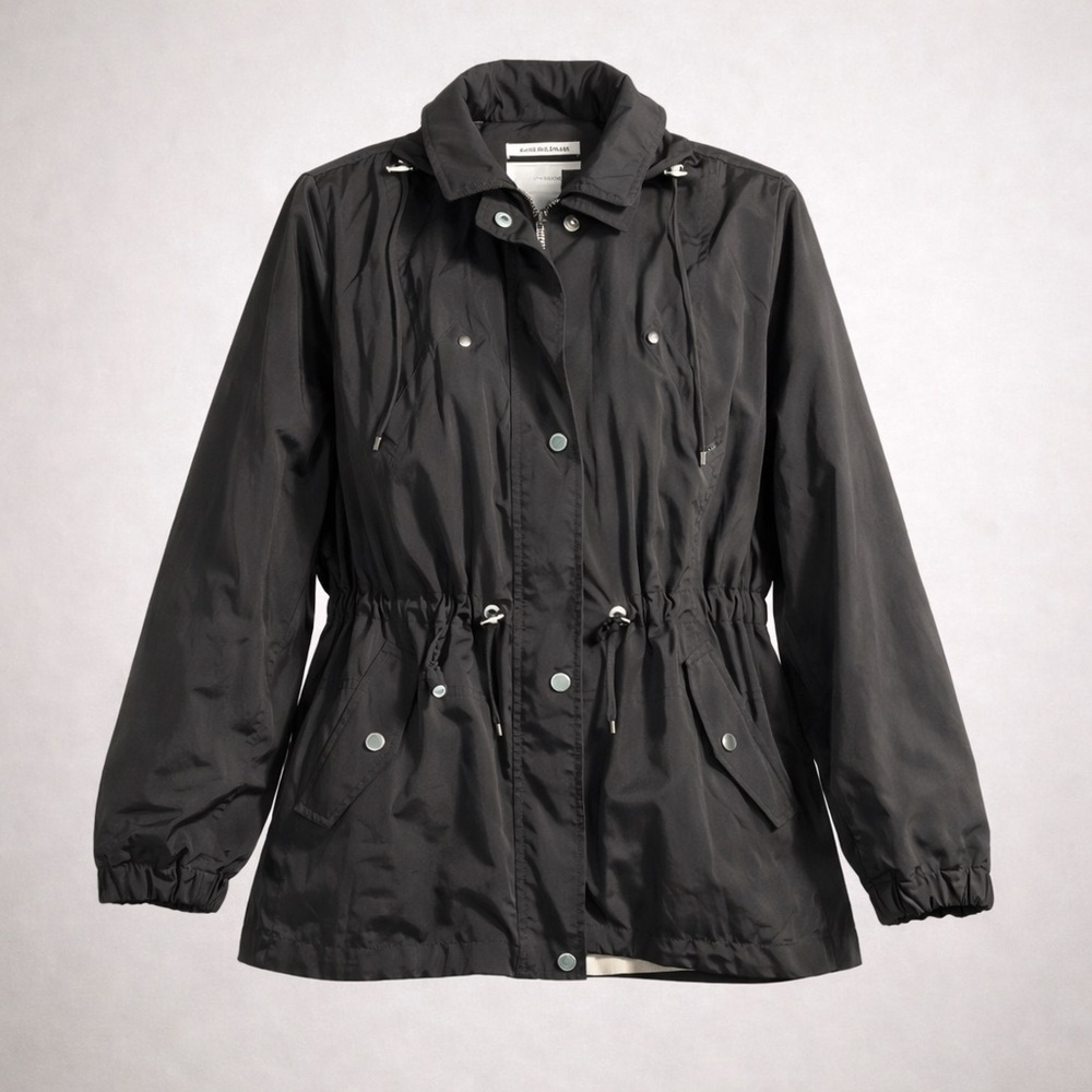 Charter Club Anorak Jacket Large Petite Water-Resistant Hooded Drawstring Waist